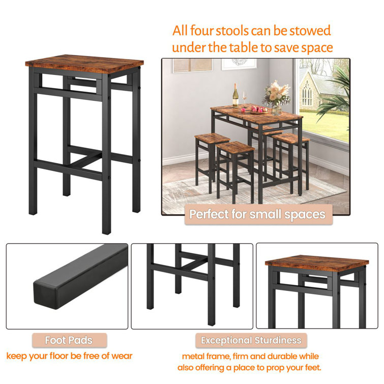 Bar table with best sale stools that fit underneath